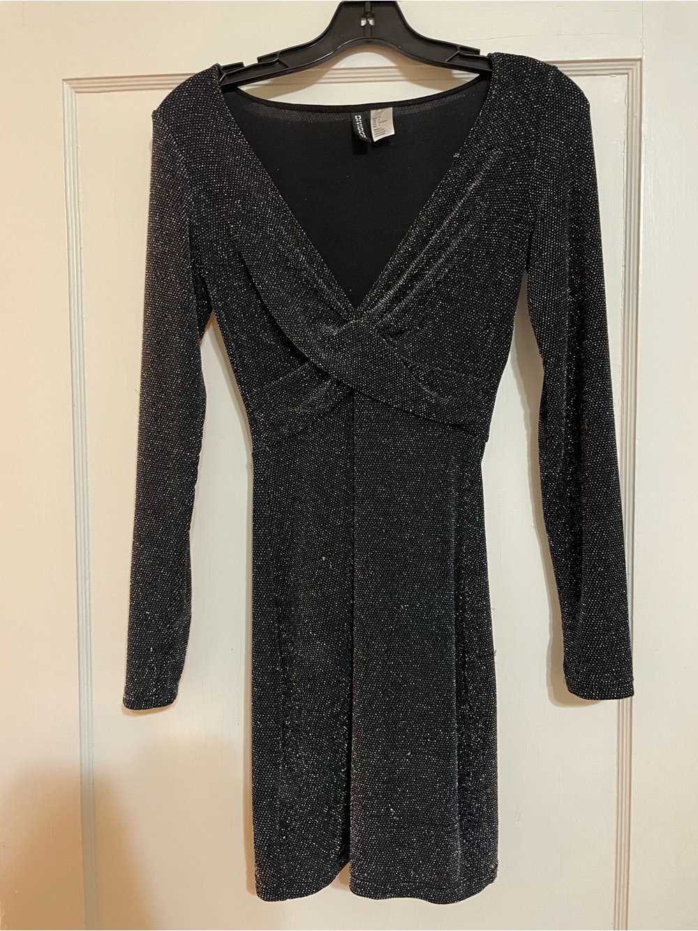 Divided Black Sparkle Twist-Front Mini Dress